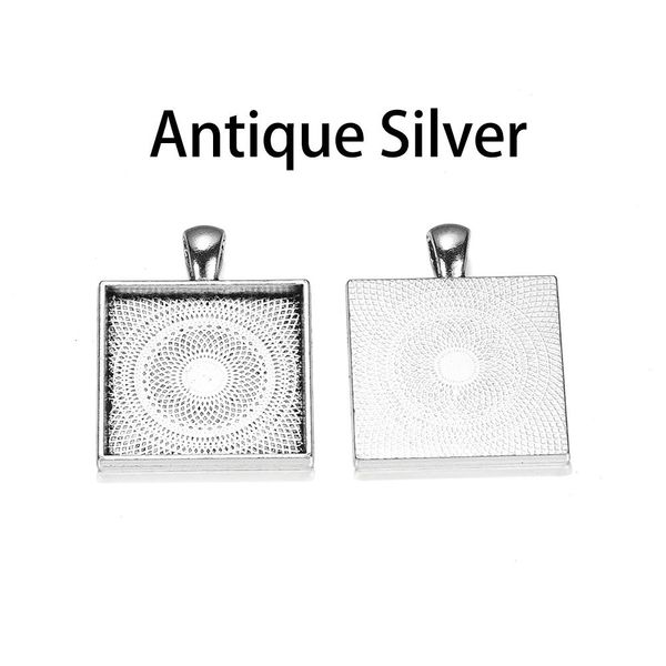 

5шт / серия цинковый сплав позолоченные квадратные кабошон основывает настройки 25 мм подвеска ободок лотки для diy изготовление ювелирных и