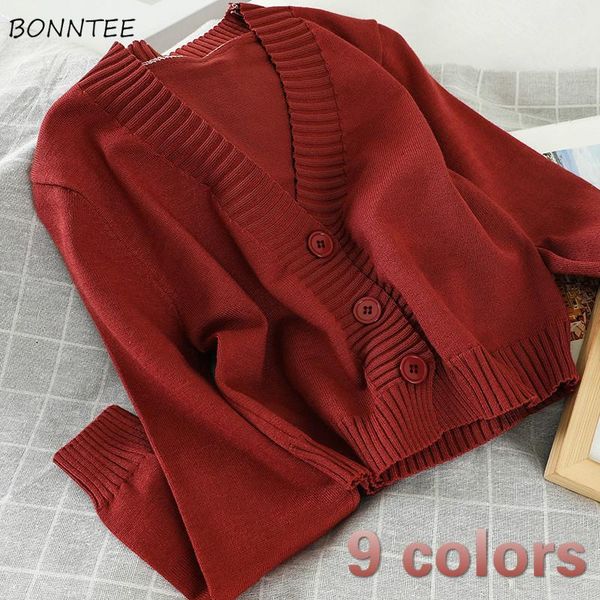 

sweaters women spring 2020 new stylish casual popular mujer clothes daily pure simple student v-neck preppy cardigan long sleeve, White