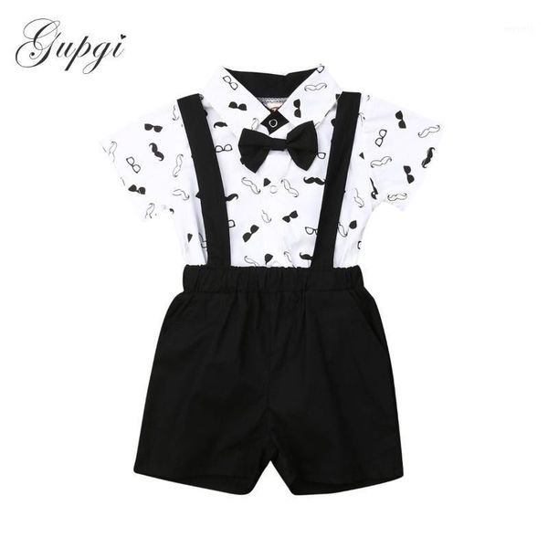 

clothing sets 0-24m born infant baby boys clothes set little gentleman boy suit bow romper shirts bib shorts outfits1, White