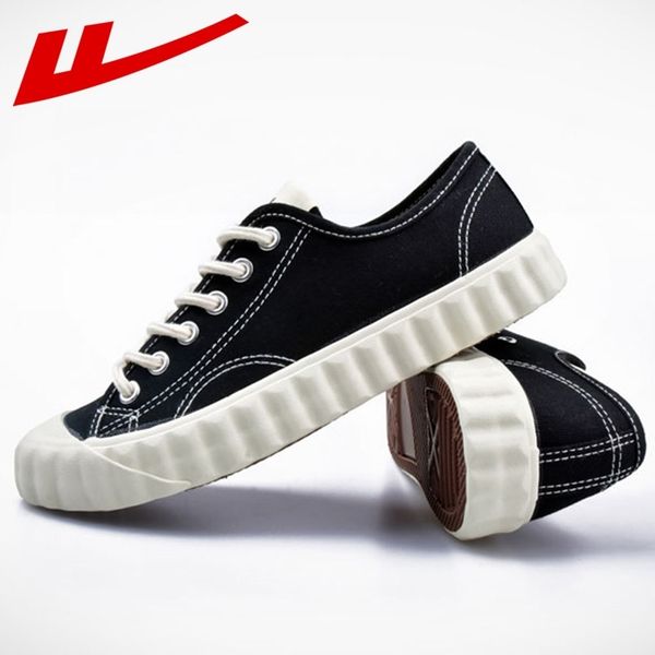 

warrior fashion women vulcanized shoes sneakers ladies lace-up low-casual shoes breathable canvas biscuit shoes flat y200801, Black