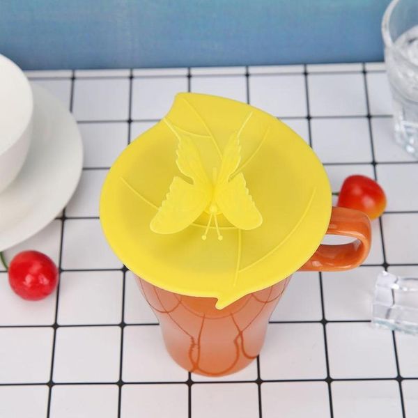 

sile leaf shaped cup cover heat resistant sealed cap leakproof cups lid foliage easy to carry easy to clea bbyfnb