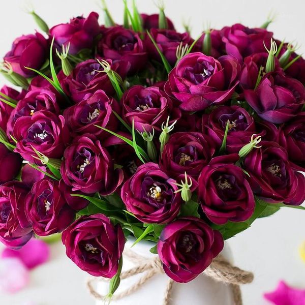 

small silk fake artificial flowers 6 fork fleur artificielles camellia peony stamens flores artificiales para decoracion hogar1