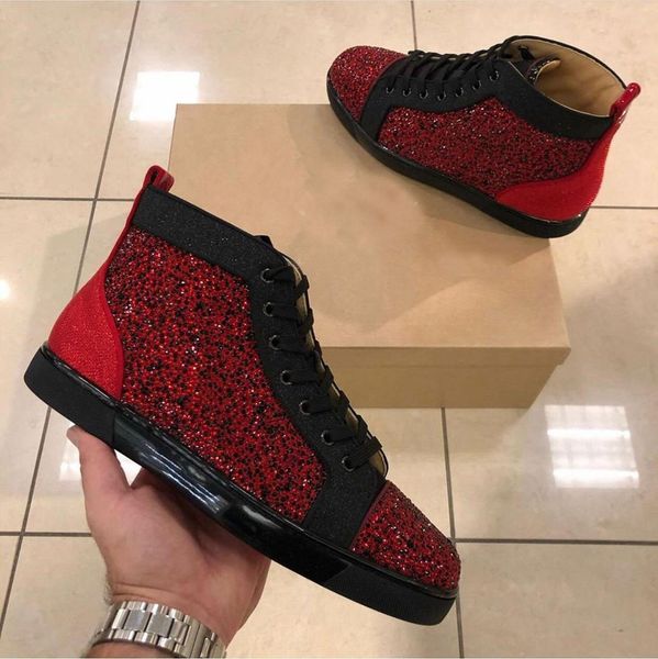 

luxurys designers orlato high-red bottom sneaker strass paris red sole trainers dress,party,wedding with box fast shipping, Black