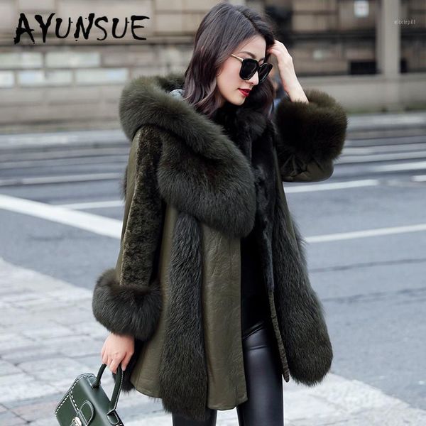 

natural fur coat women 100% wool jacket women clothes 2019 fur hooded parka real winter coat zm-18901 yy23121, Black