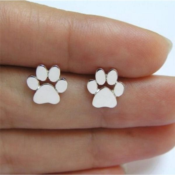 

2021 1 pair new fashion cute print earrings for women cat and dog stud earrings brincos creative, Golden;silver