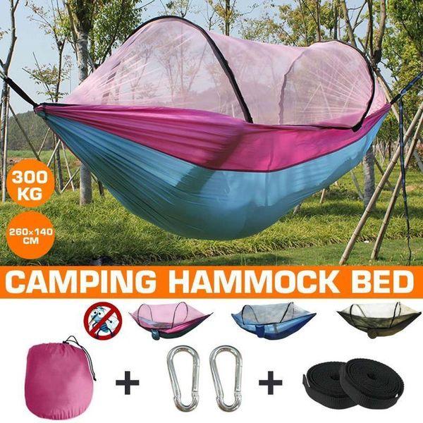 

tents and shelters 260*140cm with mosquito net portable travel hammock comfortable hommock camping hammack bed fits 2 persons support 300kg1