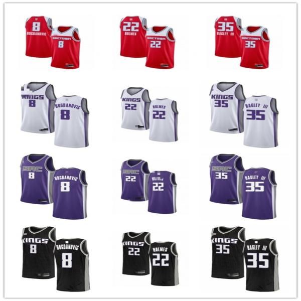 

mens womens youth sacramento kings 8 bogdan bogdanovic 35 marvin bagley iii 22 richaun holmes purple custom basketball jerseys, Black;red