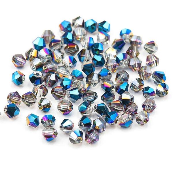 

4mm shiny metal color be beads 5238 glass beads half plated color beads crystal jewelry for jewelry making 12 qylkxz