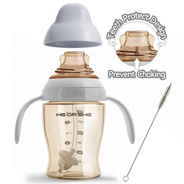 HISTOYE Gel di silice Alimentazione Bambino Neonato Bere tazze Bottiglie d'acqua Bambini Bere Sippy Cup con cannuccia Copo Bevitore infantile LJ200831