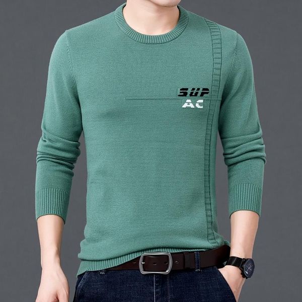 

men sweater 2021 new autumn and winter korean style slim letter male knitted pullover sweater blue black green m03, White;black