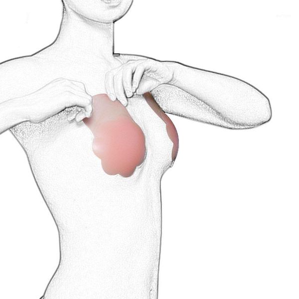 

silicone nipple cap strapless bra silicone bra invisible strapless push-up invisible glue breast enhancer for women female1, Red;black