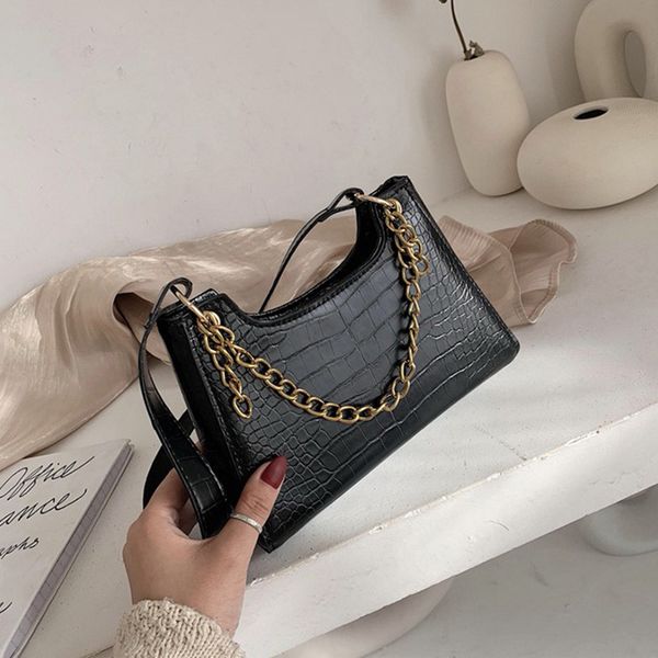 2020 Frauen Krokodiltasche Bolsas Designer Ladies Leder Handtaschen Stein Messenger Geldbeutel Retro Baguette Tasche Taschen