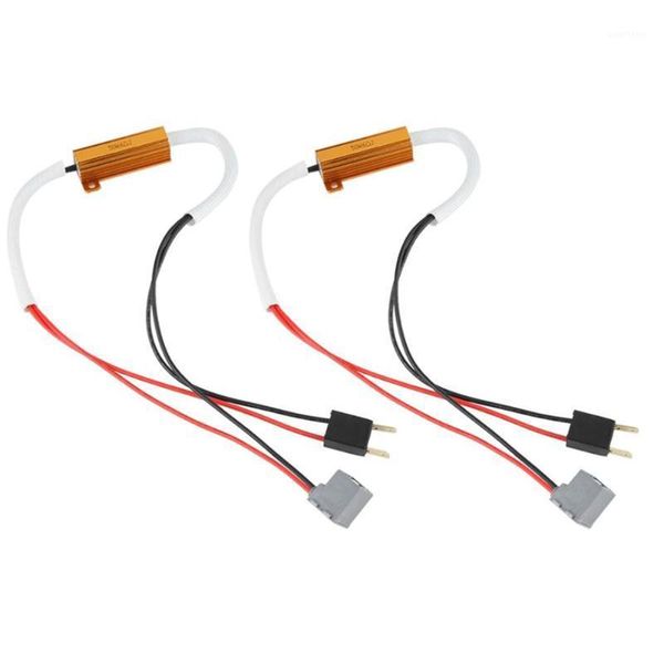 

2x car canbus decoders 50w load resistor error canceller wiring anti-flicker adapter for h7 led headlight fog lamp 1