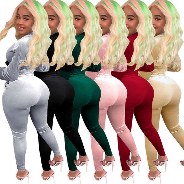 

women's cardigan velvet sports casual suit gold, Gray