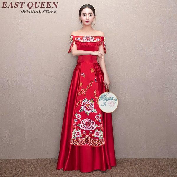

ethnic clothing chinese wedding dress bridesmaid off the shoulder vintage traditional china dresses 2699 yq1, Red