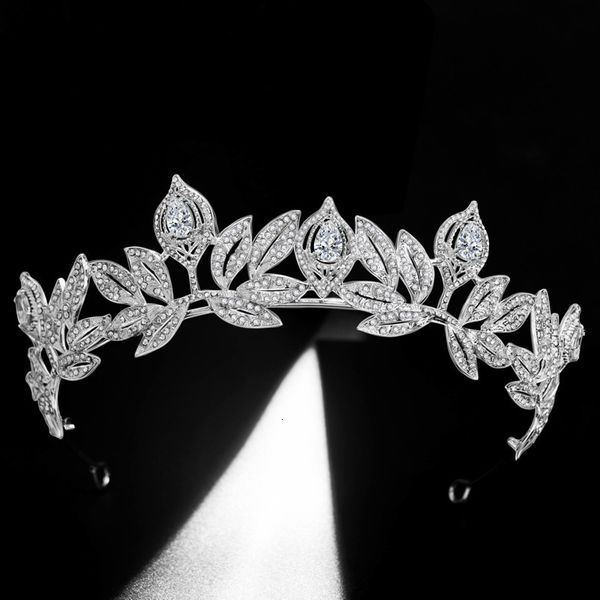 

new korean bridal zircon crown alloy rhinestone wedding accessories leaf wedding headdress