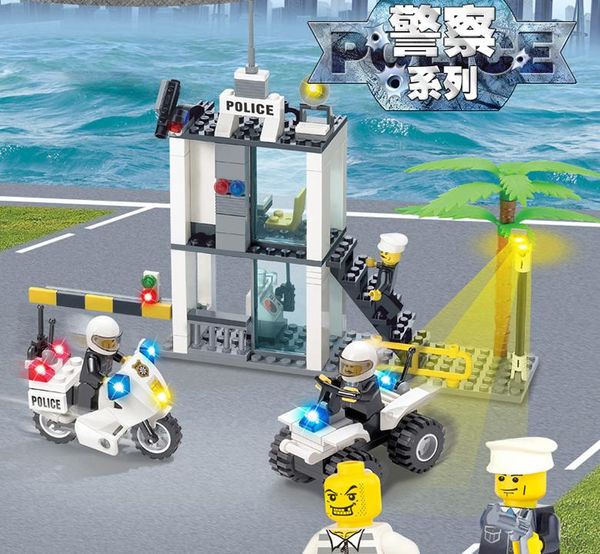 

city police station truck set technic car building blocks mini bricks figure toys for children boys education cognitive gift 05