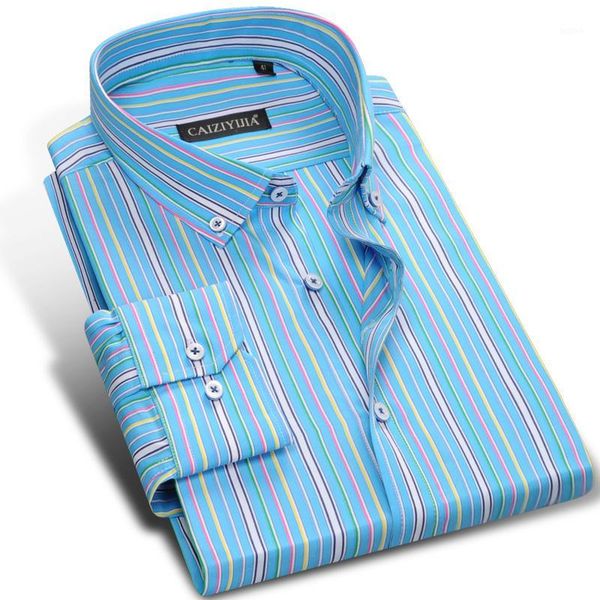 

caiziyijia 2017 men's multicolour stripes long-sleeved dress shirts formal business 100% cotton slim-fit button-down shirt1, White;black