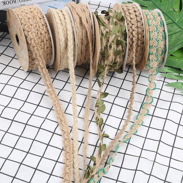 

10m natural jute twine rope hessian headdress headdress wreath linen ribbon home decoration lace diy craft handmade1, Black;white