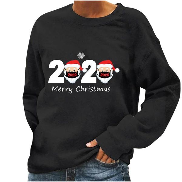 

women's hoodies & sweatshirts winter womens casual long sleeve ladies christmas print sweatshirt blouse printed #30, Black