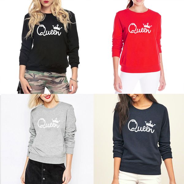 

9283#2020 new crown letter print long sleeve velvet crew neck women's sweater, Black