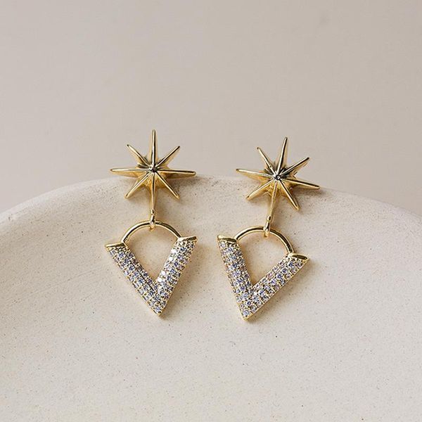 

fashion alloy rhinestone stitching earrings for women geometric triangle shiny earrings romantic jewelry holiday gifts, Golden;silver