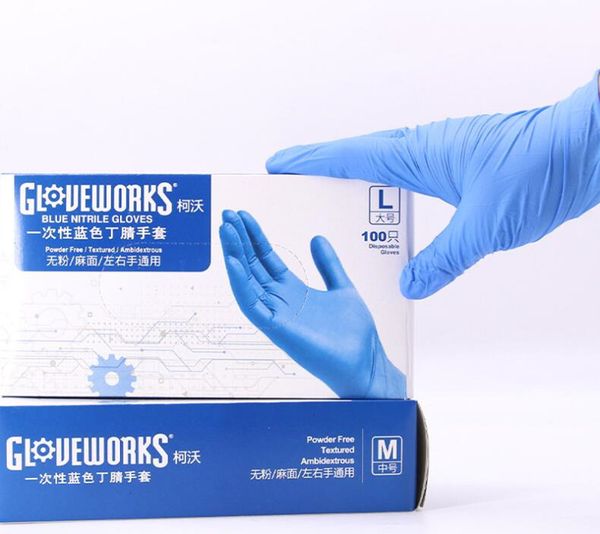 

pcs/lot food grade waterproof allergy blue 100 disposable work safety nitrile gloves mechanicoutlet6lfi