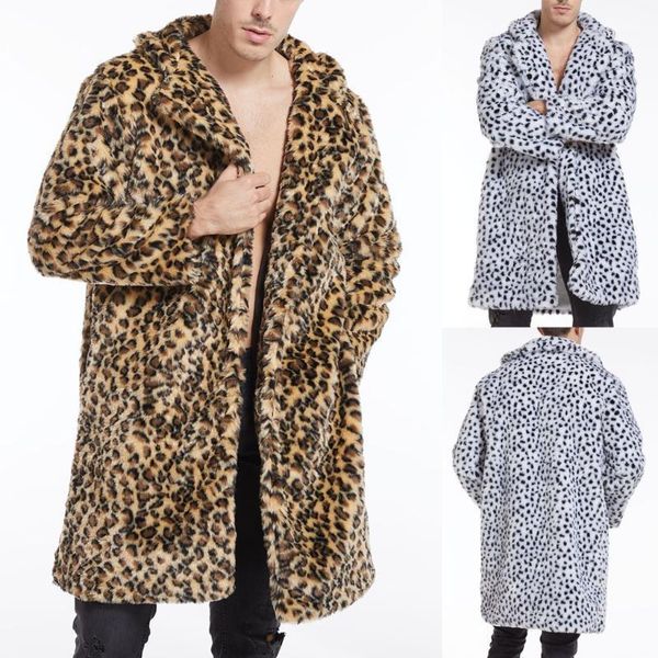 

2020 new men coat leopard winter warm fashion outdoor woolen faux-fur' coat collar overcoat male mens1, Tan;black