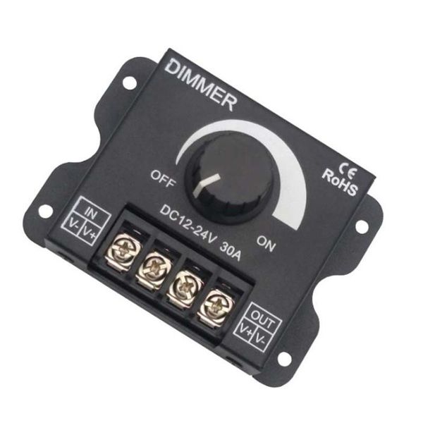 

knob switch aluminum single color led dimmer dc 12v 24v 30a adjustable brightness led dimming controller for strip lights