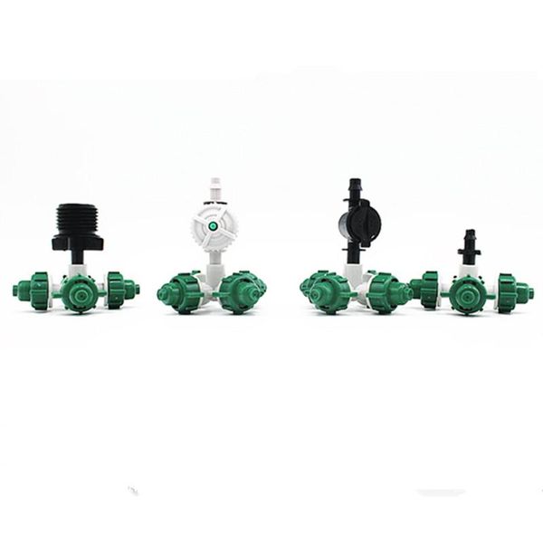 

watering equipments 1pc green fogger cross misting sprinkler with connectors for garden greenhouse irrigation humidification cooling spray