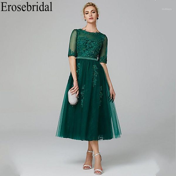 

erosebridal short evening dress 2019 elegant formal dress evening gowns for women sparkly beaded with seuqined half sleeve1, White;black