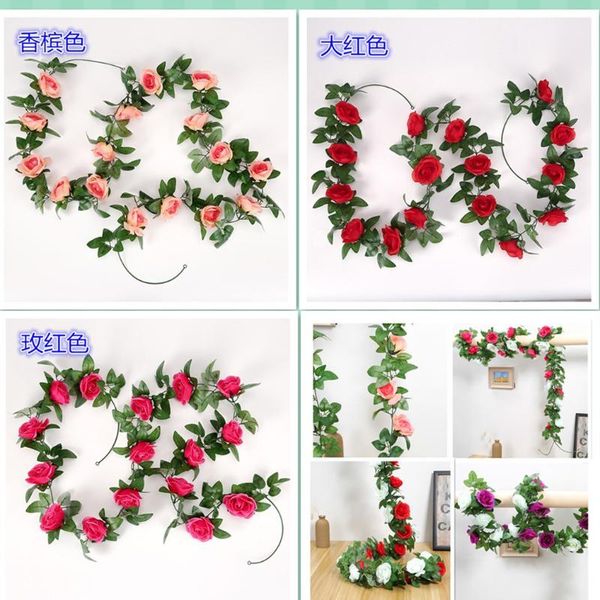 

245см искусственные розы цветущая струна главная садовое день рождения украшение diy свадебные арки гирлянда цветочная стена поддельные цвет