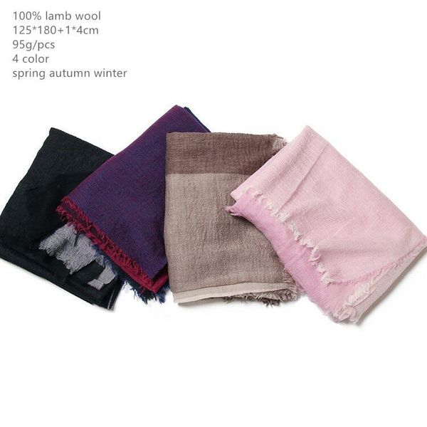 

naizaiga 100% lamb wool gradient stitching scarf air conditioning warm thin shawl , dqyr121, Blue;gray