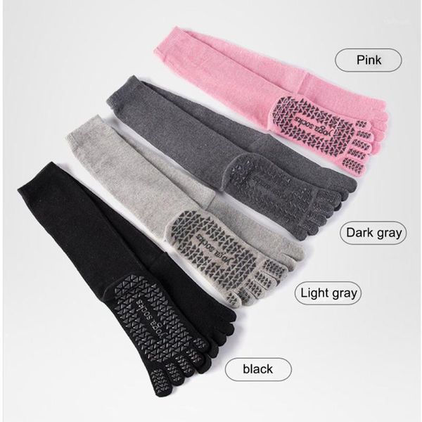 

sports socks women non-slip yoga calf long knee cycling professional cotton gym shirt for dance pilates1, Black