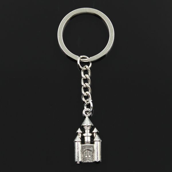 

fashion 30mm key ring metal key chain keychain jewelry antique silver color plated castle house 28x14mm pendant