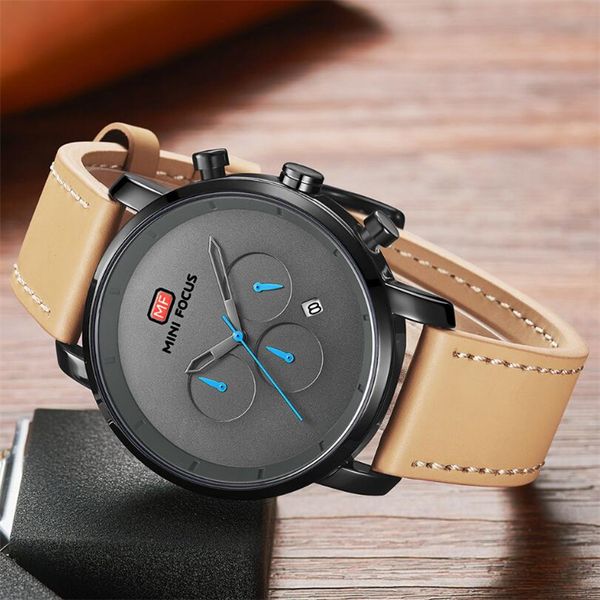 

Watch Men 2020 Original Brand Wrist New Leather Sport Casual Quartz Brand Luxury Clock Relogio Masculino, Blue