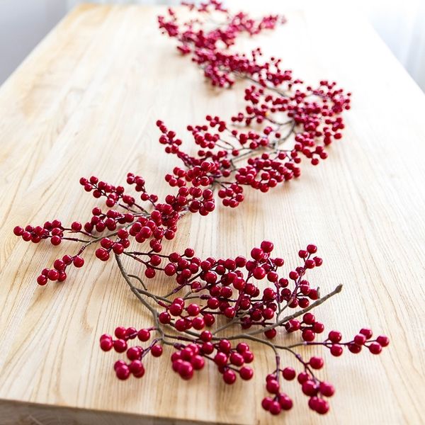 Ghirlanda di bacche rosse Natale talee di frutta artificiale decorazioni per l'albero porta ornamenti appesi casa decorazione di nozze Y201020