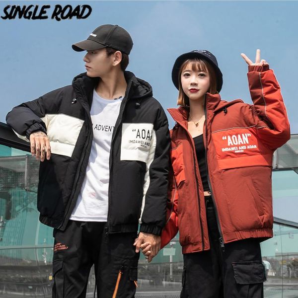 

singleroad mens down jacket men 2020 winter feathers coat windproof harajuku oversized hip hop streetwear couple jacket men, Black