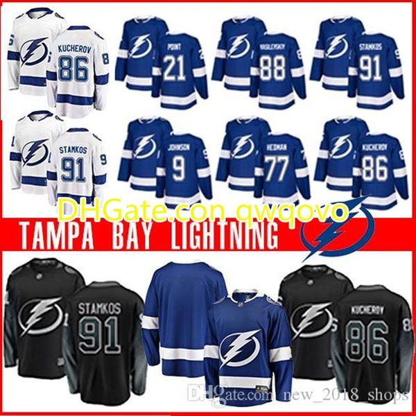 

91 steven stamkos nikita kucherov tampa bay lightning hockey jersey andrei vasilevskiy 77 victor hedman 9 tyler johnson 21 brayden point, Black;red