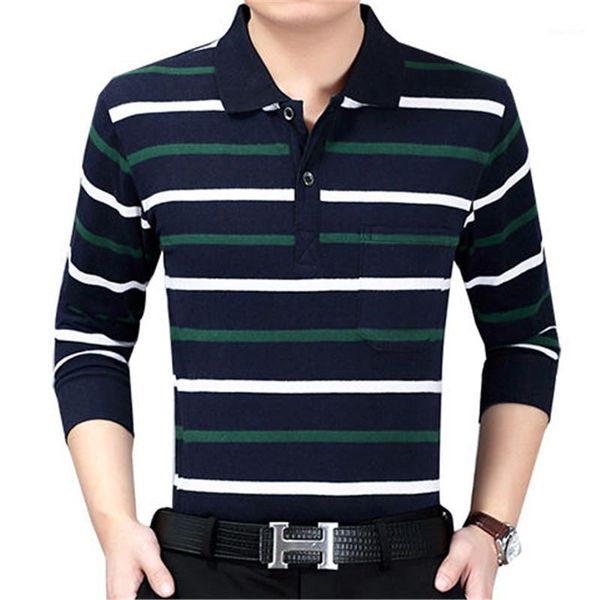 

cotton men's shirts striped male casual polos shirt long sleeve 2021 spring autumn men business shirts1, White;black