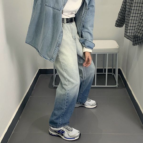 

2021 men's brem pants autumn thin new gradient torn jeans young clothes dmiq, Blue