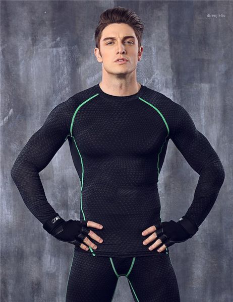 

new fitness men long sleeve basketball running sports t-shirt men thermal muscle gym clothing bodybuilding compression tights1, Black;blue