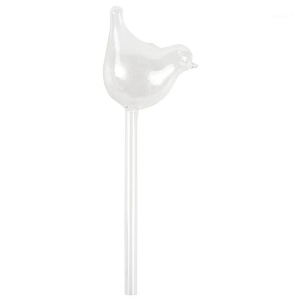

3 pack plant waterer self watering globes, bird shape hand blown clear glass aqua bulbs1