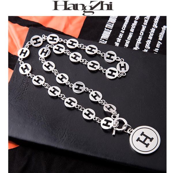 

hangzhi 2020 new hip hop punk exaggeration personality pendant hollow letter h necklace for men women girls jewelry, Silver