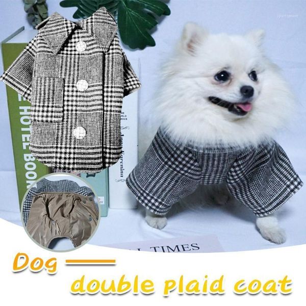 

dog apparel 2021 large plaid thickened double-sided lead cat clothes warm durable fashion leisure soft1