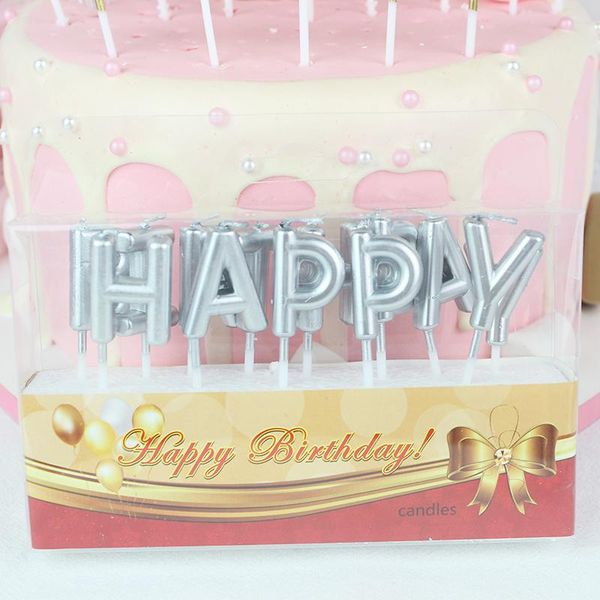 

1 комплект с днем рождения письмо свечи зубчатая зубня красочные восковая свеча для украшения торта фестиваль партии партия поставки выпечки