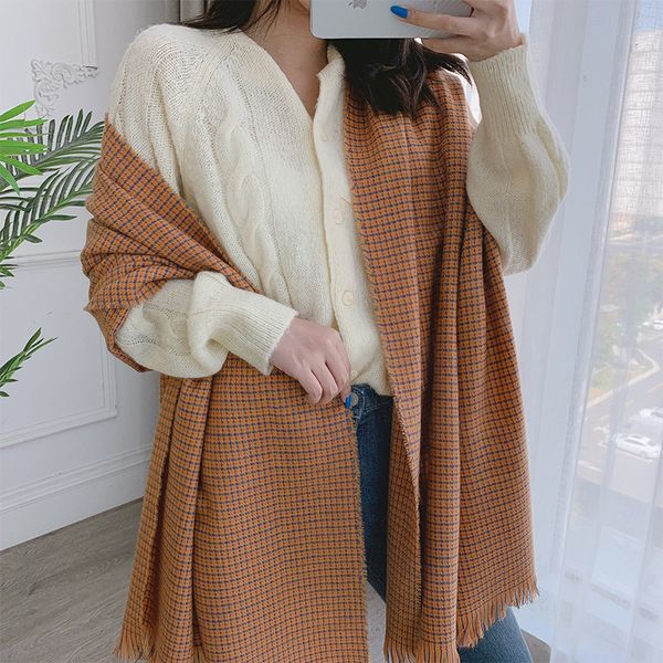 

thousand bird pattern cashmere scarf for women autumn and winter klwe, Blue;gray