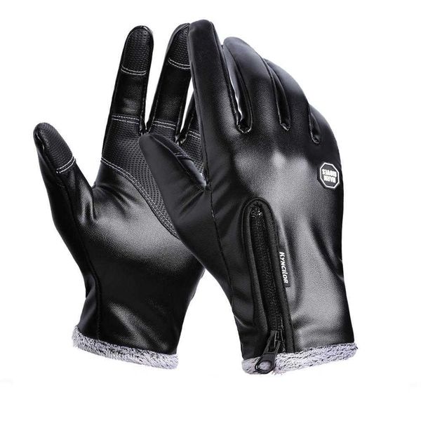

winter men women cycling gloves full finger leather gloves waterproof windproof antiskid touch screen ski outdoor sports gloves 220111, Blue;gray