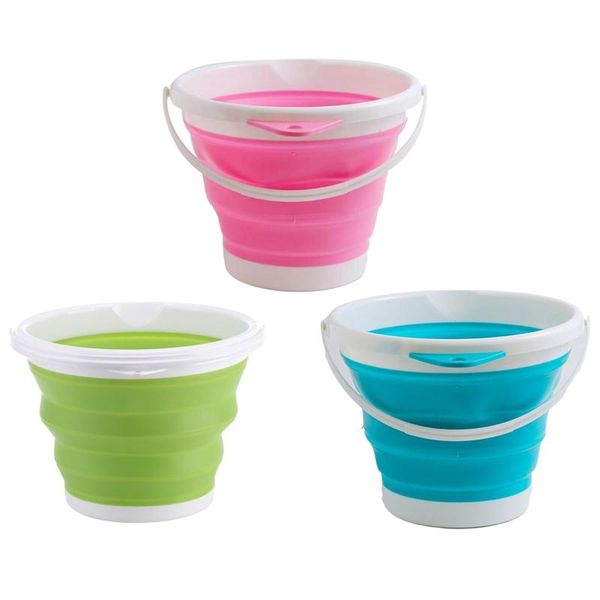 

folding water bucket reinforce ring camping kitchen fishing barrels collapsible colapible foldable bath car wash