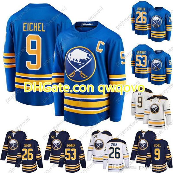 

mens 9 jack eichel 2020-21 buffalo sabres home royal hockey jerseys 26 rasmus dahlin 53 jeff skinner ice hockey jerseys s-xxxl, Black;red